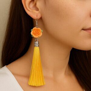 Flower and Tassel Earrings – 6 colors to choose from